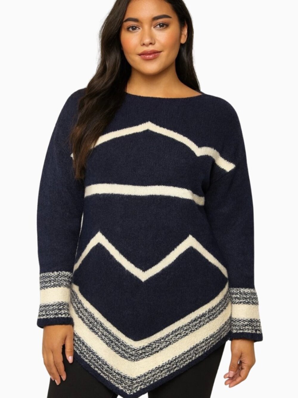Lauren Ralph Lauren Wool Chevron Knit Tunic Sweater M